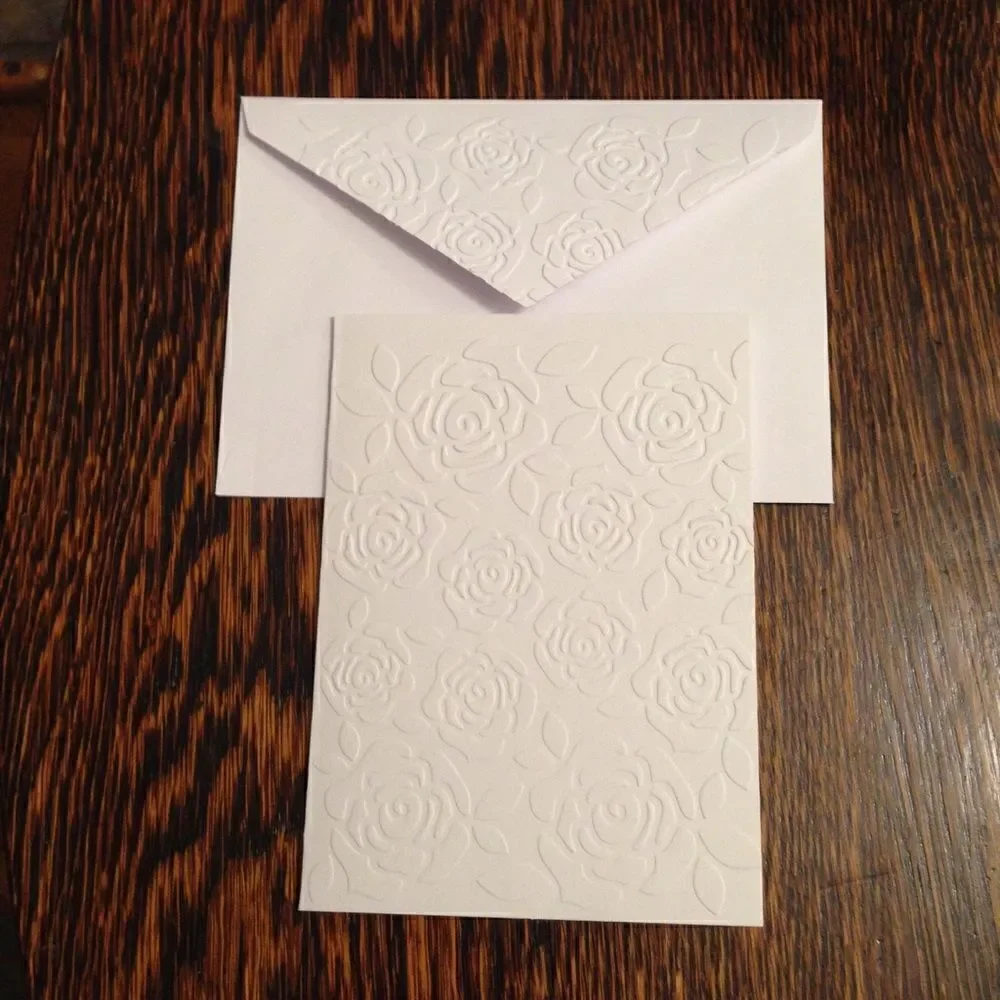 ‎5 Handmade embossed blank white greeting cards